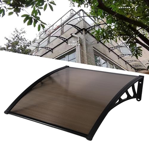 Ausla Haustürdach Pultvordach Transparentes Sonnenschutz Polycarbonat 100x100cm Vordach Haustür Überdachung aus Kunststoff Stahl und PC für Draußen,Garage Fenster (100 cm)