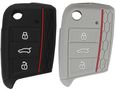 2 Piezas Funda de Silicona TPU para Mando de Llave de Coche de 3 Botones, Protector Carcasa Llave Coche, Cubierta de Silicona para Llave Coche, Compatible con Modelos de Golf Polo Tiguan