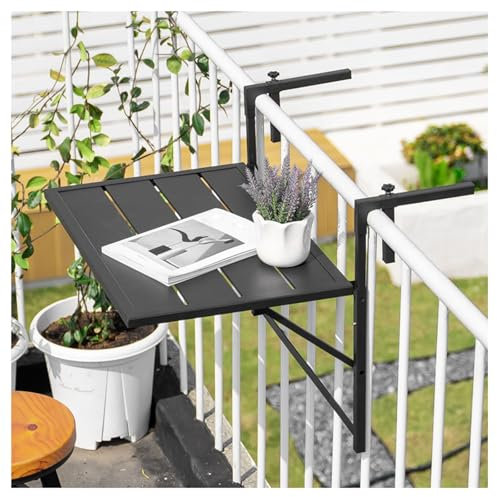 Balkon Hängender Klapptisch Serviertisch für Geländer Platzsparend Höhenverstellbar Ideal für Terrasse Balkon und Deck