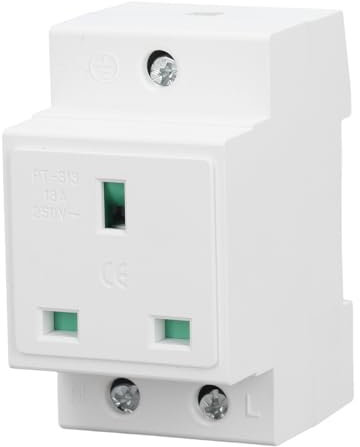 DIN Rail Power Socket Built in Protective Earthing Outlet with Nylon Casing for Distribution Panel (UK AC250V 13A)