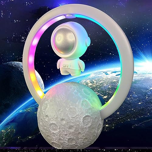 Tbest Magnetisch Schwebender Bluetooth Lautsprecher, Magnetisch Schwebender Lautsprecher, Kabelloser Bluetooth-Audio-Lautsprecher, Hängender Raumfahrer-RGB-Lichtlautsprecher,