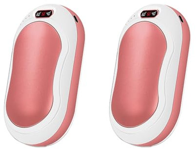 SagaSave Handwärmer, 10000 mAh, tragbarer Taschenwärmer, 3 Heizmodi, USB, elektrisch, geteilt, wiederaufladbar, elektrische Handwärmer für Männer und Frauen, Wandern, Outdoor-Aktivitäten (Rosa)