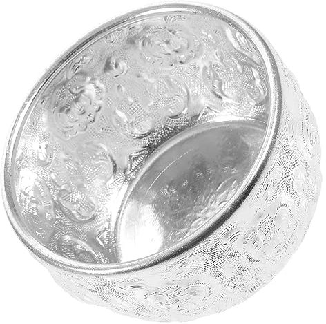 BIUDECO 1 Pc cuenco tallado a mano fruit bowl tazón de almacenamiento de alimentos cuenco de comedor de hotel cuenco de forma redonda tazón de fuente de metal aleación de aluminio y estaño