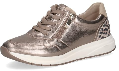 Caprice Damen Sneaker flach aus Leder mit Reißverschluss