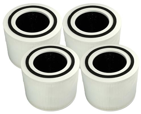 vhbw 4x Filtro HEPA reemplaza Levoit 817915027073 para purificador aire - Filtro de repuesto con filtro carbón activado