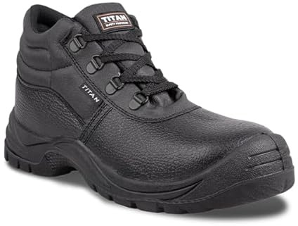 Titan Safety Footwear Mercury SBP SRC Leather Chukka Work Boots, Safety Shoes, Mens Womens Work & Utility Footwear, Steel Toe Cap Boots, Anti-Slip, Lightweight, Black Construction Boots