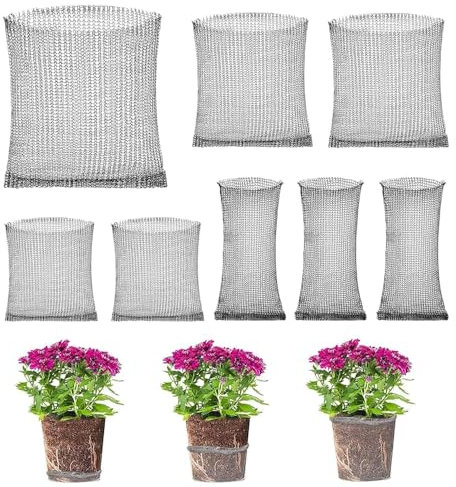 iKALULA 8 Stück Wurzelschutz aus Edelstahl für Pflanzen, 4 Größen Wühlmauskorb, Pflanzenwurzelschutz, Wühlmaus Drahtkorb, Metallnetzbeutel aus Edelstahl für Schutz der Wurzeln von Blumen, Gemüse