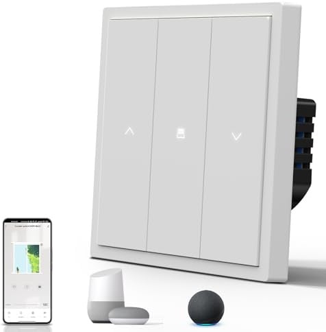 BSEED Smart Rollladenschalter Matt, Wlan Schalter mit Kontrollleuchte, Wechselschalter Unterputz, S-Serie, 86mm Weiß
