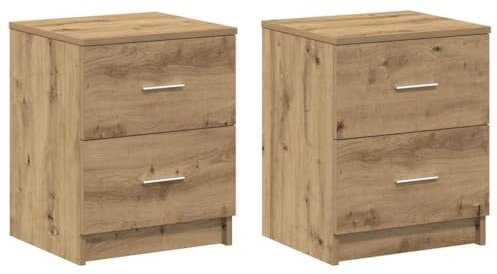 vidaXL Nachttische 2 STK. mit 2 Schubladen Artisan-Eiche 40x36x50 cm, Nachtschrank, Nachtkommode, Betttisch, Nachtkonsole, Bettschrank