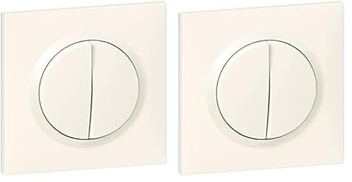 Legrand - Interrupteur double ou interrupteur 2 voies Dooxie 10A-230 V ~ fourni avec plaque carrée blanche (Lot de 2)