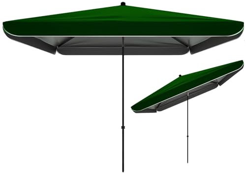 Parasol Inclinable Rectangulaire 220 X 180 Cm, Parasol De Jardin Exterieur Protection Solaire UPF 50+ pour Terrasse, Balcon, Piscine, Patio(Green)
