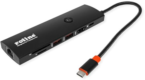 ROLINE USB 3.2 Gen2 Typ C Multiport Dockingstation, HDMI 4K60, 2X USB 3.2 Gen2, 1x USB C PD, 1x Gigabit ETH., 1x SD/microSD Card Reader