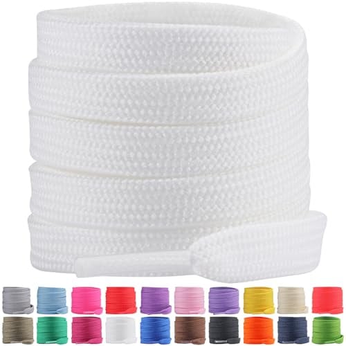 Auzeron Lacets Plats 10mm - Double Épaisseur en Polyester, 80-180cm - Lacets de Remplacement Durable pour Sport, Travail & Usage Quotidien