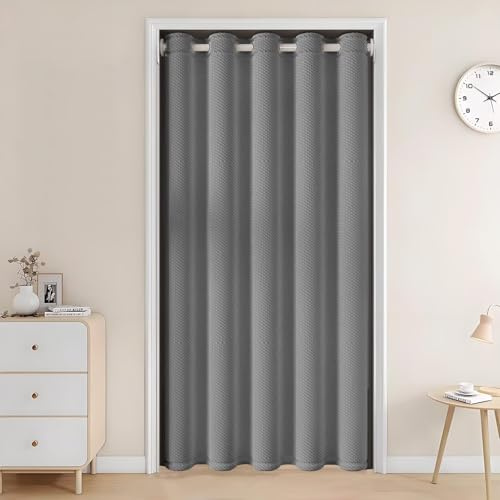 ZHIYIN Thermovorhang Tür Winter, B 100 x H 190cm Blickdicht Dick Lärmschutz Türvorhänge für alle Jahreszeiten geeignet für Schattierung Dekor, Elefantengrau, 1 Stück