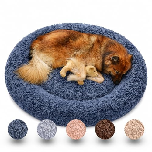 nobelpfote Hundebett Wolke 7 - Kuscheliges Hundekissen, waschbarer Bezug, gelenkschonend für kleine, mittelgroße & große Hunde, Dunkelgrau, L - 80cm
