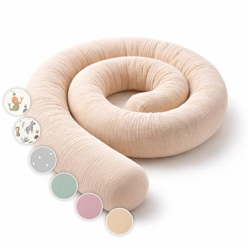 Lovely Hippo Seitenschläferkissen aus 100% Baumwolle – Bettschlange Body Pillow, Lange Kopfkissen Bettrolle, Nackenrolle Kissen (Sand, 150 cm)