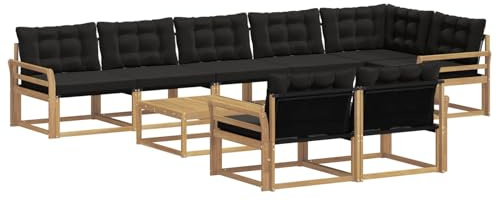 vidaXL Outdoor-Sofagarnitur 9 pcs Weiß und Schwarz 79 x 79 x 37 cm, Garten Ecksofa, modernes Outdoor-Lounge, Robustes Sitzset, Möbel für Terrasse, Komfort und Stil