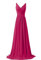 Leader of the Beauty Vestido de dama de honor sin mangas para mujer, cuello en V, plisado, acampanado, largo, para fiesta de graduación, color fucsia, talla 24, fucsia