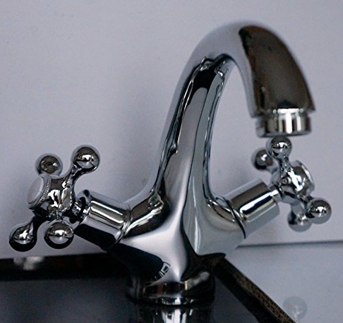 Victoria Traditional Dual Ceramic Lever Basin Sink Mono Mixer Tap Chrome Luxury