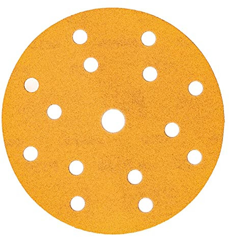 Mirka Gold Universal-Schleifpapier Ø 150mm Schleifscheiben Klett 15-Loch, Korn P600, 100 Stk/Zum Schleifen von Gips, Spachtel, Spanplatten, Holz, Lack