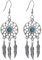 Carry stone Bohemian Vintage Ohrringe Traumfänger Federform Quasten baumeln Drop Haken Ohrstecker Frauen Mädchen Ohrringe Hochzeit Schmuck Zubehör Geschenk (Silber) langlebig und praktisch
