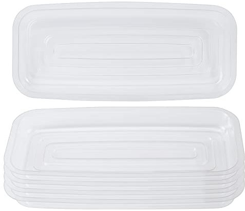 Idyllize Sottovaso rettangolare da 22,9 x 10,2 cm, in plastica spessa trasparente, resistente, per vasi, davanzali e mensole (23 x 10,2 cm)