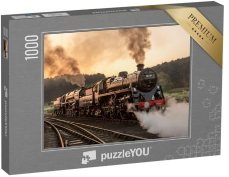 puzzleYOU: Puzzle 1000 Teile „Dampflokomotiven mit doppeltem Kopf“ – aus der Puzzle-Kollektion Lokomotive