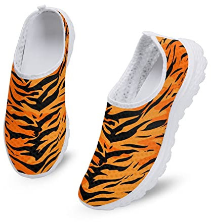 Dolyues Animal 3D Tiger Skin Muster gedruckt Damen Trainer Joggingschuhe Leichte Atmungsaktive Walking Sport Sneakers