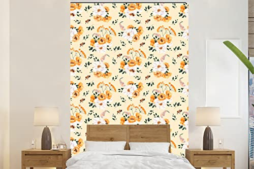 Selbstklebend Tapete Wandpapier Wandaufkleber Fototapete Tapeten Wanddeko 225x350 cm Anemone - Blumen - Pastell - Gelb