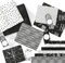 Papierdrachen 6 Bögen Weihnachts Geschenkpapier 60x40cm bedruckt - 6 verschiedene Designs hochwertig auf 100g/m² Papier und 12 Geschenkanhänger (5x10cm) - Motiv Schwarz-Weiß Set 9