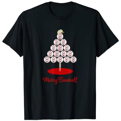 Merry Baseball Weihnachtsbaum für Baseball Fan lustig T-Shirt
