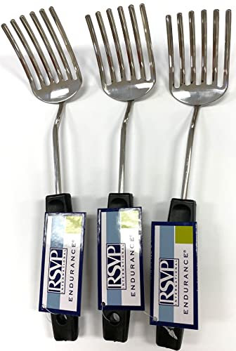 RSVP International Fantastic Food Fork Set of 3, Stainless Steel, 10x2x0.75