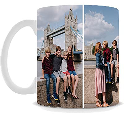 Personalised with Two Photos/Multi Photo Printed Collage Mug, 11oz White Ceramic Mug, Memorable Gift Ideas for Family,Friends,Birthday,Any Special Occasion Coffee Tea Mug. (3 Photo)