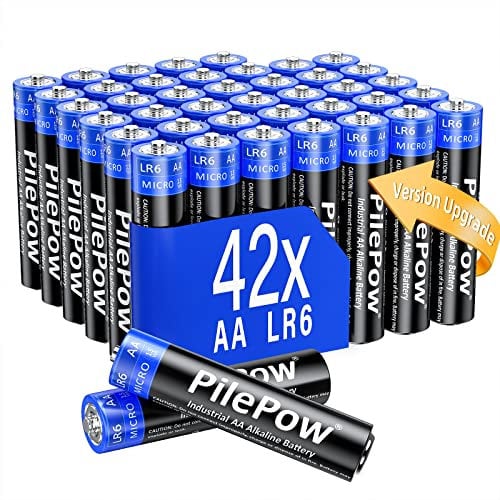 Lot de 42, Piles AA alcalines industrielles, 10 Ans de Conservation, Haute Performance, Pile LR6 1.5 V, Piles jetables pour Jouet, Manette, Réveil, Télécommande, Clavier Souris et Produits numériques