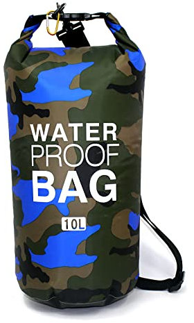 JAMUILS Dry Bag 10L Wasserdichter Umhängetasche, für Kayaking Boots-Ausflug Kanu/Rafting/Snowboarding/Sea to Summit (Tarnung Blau)