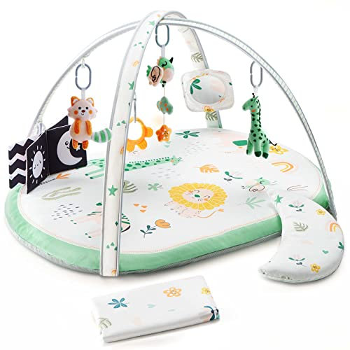 Lupantte Spieldecke Baby, Spielbogen Babies 2 Austauschbaren Bezügen,Spielmatte mit Abnehmbarem Spielzeug,Erlebnisdecke Gym,Krabbeldecke Rutschfest,Erlebnisdecke,Kognitive Bildung bei Neugeborenen