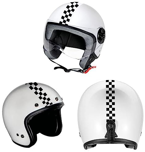 DualColorStampe Aufkleber für Motorradhelm, Moped, Universal-Streifen, sportliches Design, Aufkleber, SCACCHI C0063 (matt)