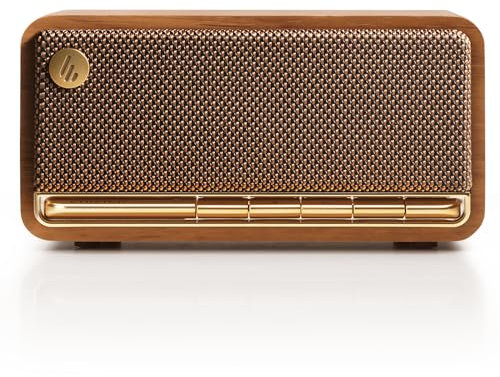 Edifier Haut-parleur Bluetooth rétro en bois, haut-parleurs portables sans fil avec son stéréo de 20 W, haut-parleur décoratif vintage avec AUX, carte son USB, micro SD marron