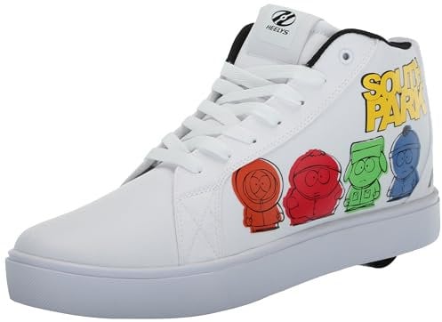 Heelys Herren Racer Mid Schuhe mit Rollen, Weiß/Schwarz/Gelb, 43 EU