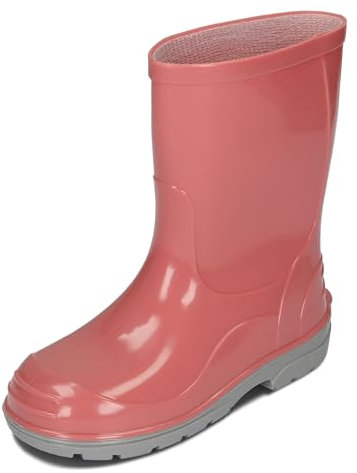 BeKiddy Bambini Stivali di Gomma da Pioggia Ragazze Ragazzi Rot Blau Grün Rosa 20-35 EU (Rosa cipria, 20)