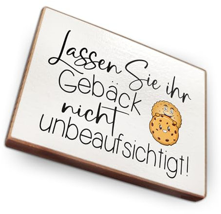 Magnet aus Buchenholz Kühlschrankmagnete mit Sprüchen (Lassen Sie Ihr Gebäck Nicht unbeaufsichtigt)