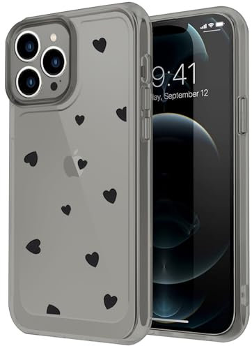 Monsully Black Translucent Case for iPhone 13 Pro Max, Heart Lip Print Halloween Pattern Phone Case Slim Hard Back with Shockproof Non-Slip Soft TPU Silicone Bumper for iPhone 13 Pro Max 6.7