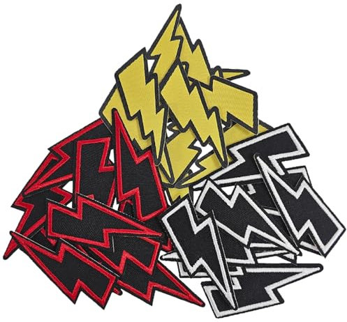 CXWLJL 30PCS Lightning Iron on Patches, Sewing Embroidery DIY Patches for Clothes Shoes Bags Hats Jeans