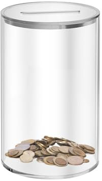 Mini Klare Acryl Spardose zum Öffnen 7×7×11.5cm Transparent Spardose Sparschwein für Erwachsene Kinder