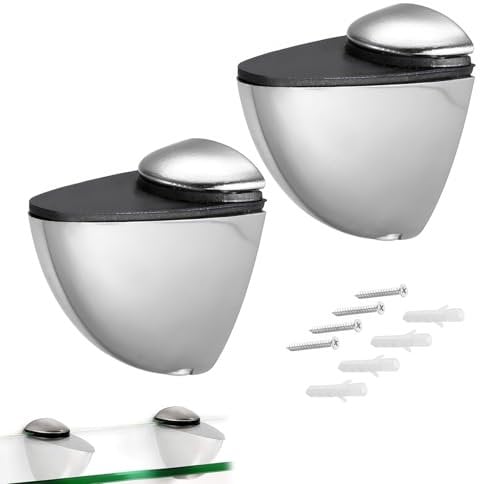 DHWEKU Soporte Estanteria Pared, 2 Piezas Soporte Estante Cristal de Vidrio Ajustables, para Estantes de Madera, Vidrio, Espesor 3-14 mm