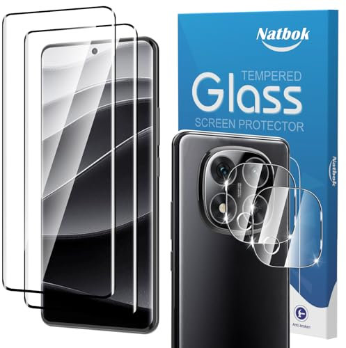 Natbok 2+2 Piezas 3D Protector de Pantalla para Xiaomi Redmi Note 14 Pro+ 5G, con Protección de Cámara,Cristal Templado,Dureza 9H,Sin Burbujas, Premium Vidrio Templado para Redmi Note 14 Pro Plus