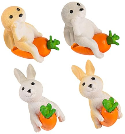 Ciieeo Hasenfiguren aus Kunstharz 4 Stück für Schreibtisch und Kleiner Deko