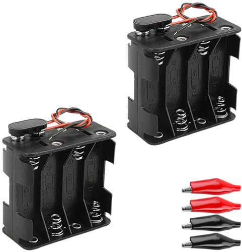 MKBKLLJY 2Set 8 x 1.5V AA Battery Holder 12V with I Type Wired Battery Clip Standard Snap Connector Kit with Leads Wires and Alligator Clips for DIY DC Equipment Radio