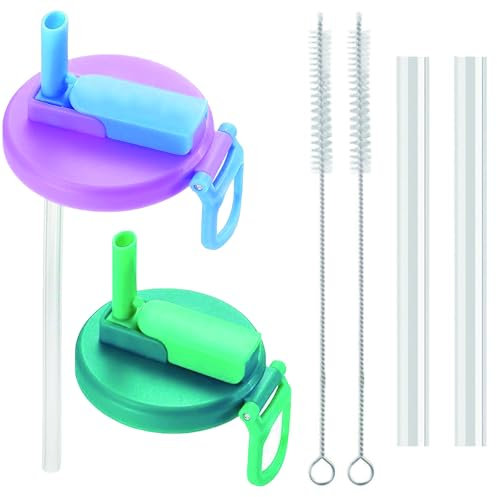 2pcs Can Lids for Fizzy Drinks, Can Covers with Straws, Spill-Proof Reusable Can Lids for Fizzy Drinks,Juice, Soda Water, Canned Beverages (2 Pieces Cleaning Brush)