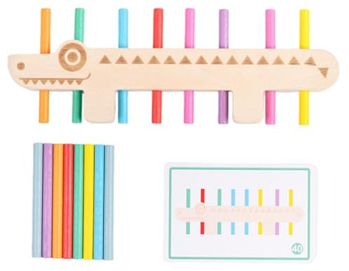 Color Matching Wooden Toys, Shaped Sorting Toys, Krokodil Fine Motor Skills Development 7,87 x 1,97 Zoll, 55 doppelseitige Sortkarten, Stacking Block Game für Kinder, Wiedererkennung Spaß